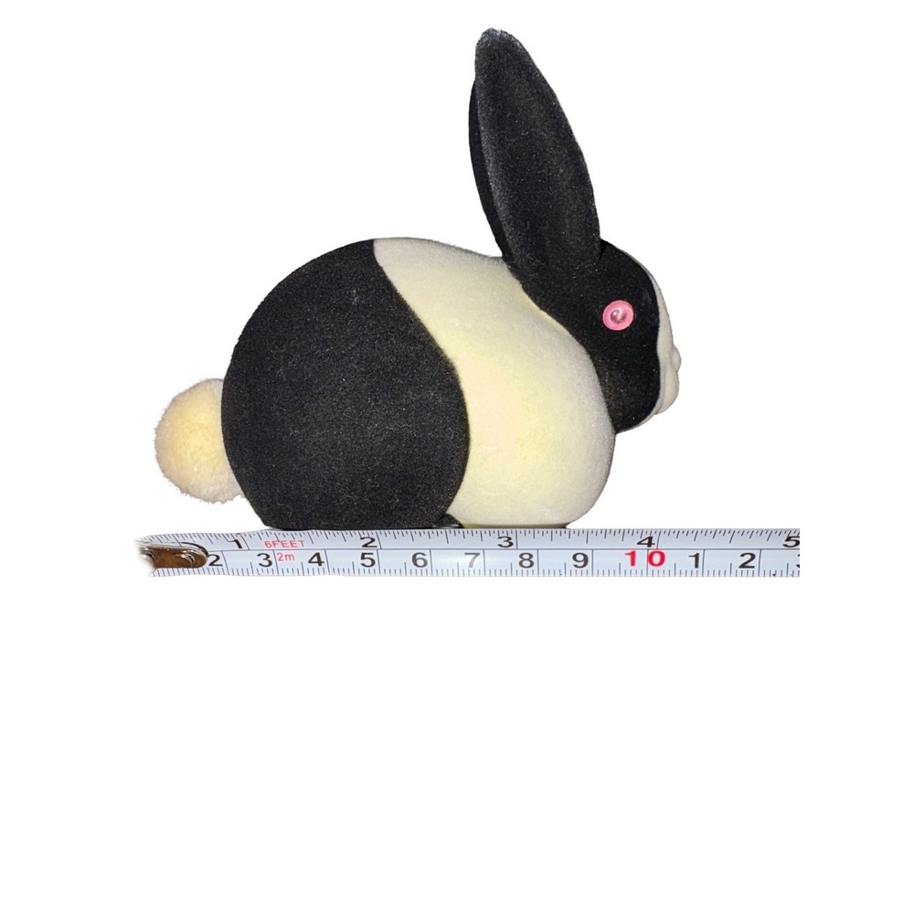 Vtg Dept 56 1990 Black White Tuxedo Bunny Bisque Ceramic fuzzy 3" tall - Picture 7 of 7